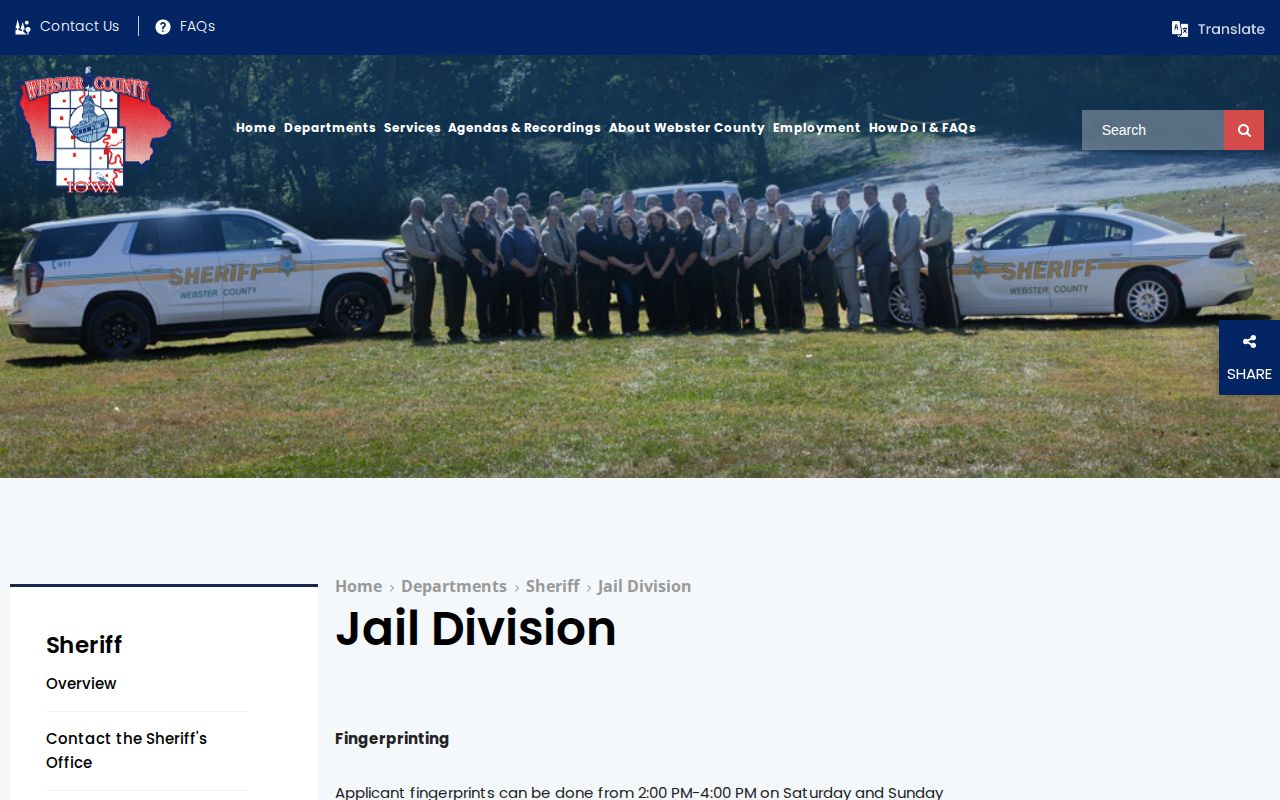 Webster County arrest roster official jail page