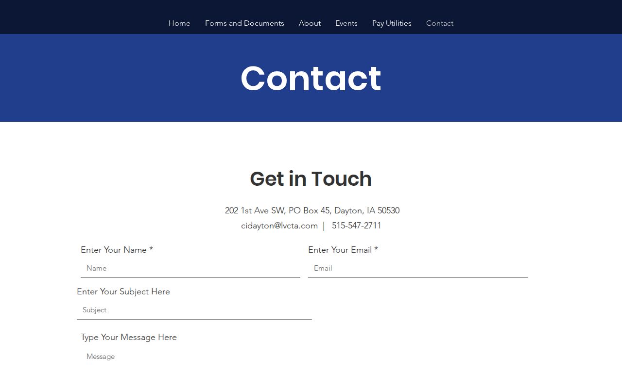 City of Dayton official contact page used to verify City Hall details for arrest record routing